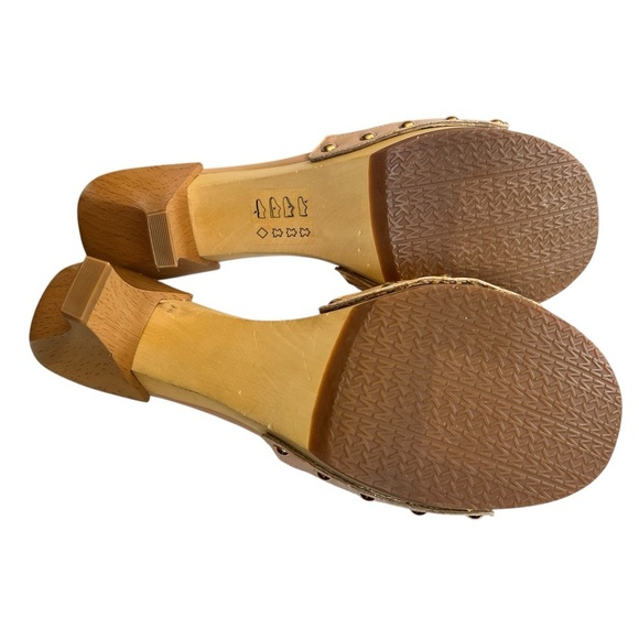 NWOT Michael Kors 8.5 Rose Gold Open Peep Toe Wood High Heel Sandals - Picture 8 of 9